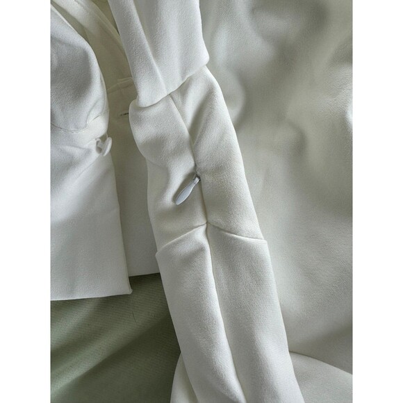Zara Oyster White Lapel Collar Side Ruched Corset Waist Faux Wrap Mini Dress XS - Picture 9 of 12